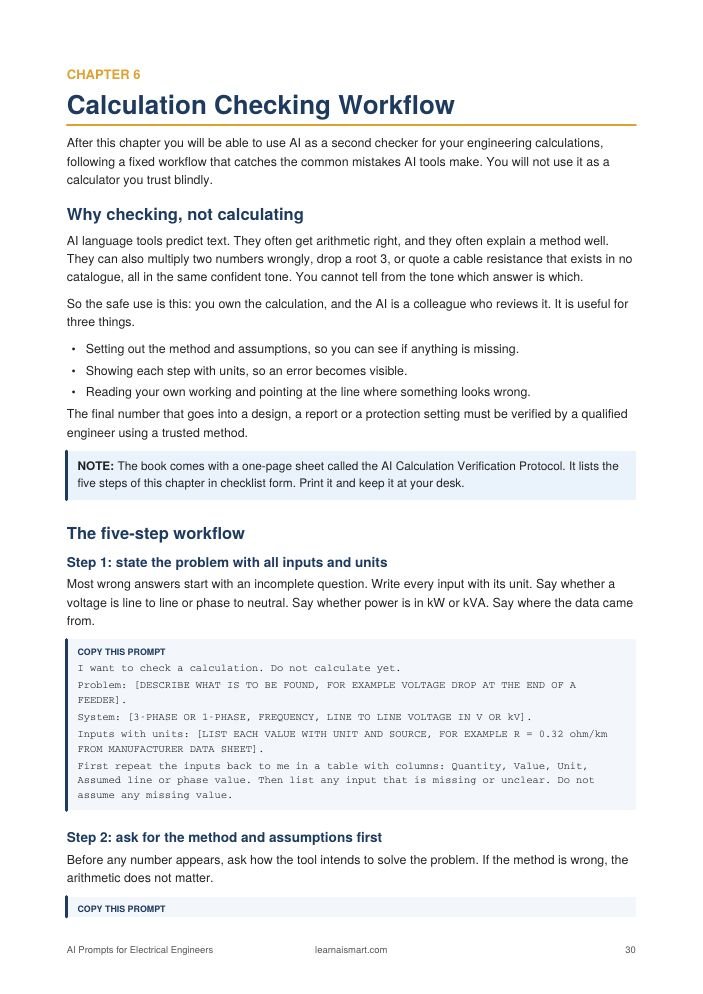 AI Prompts for Electrical Engineers, Calculation checking, page 30